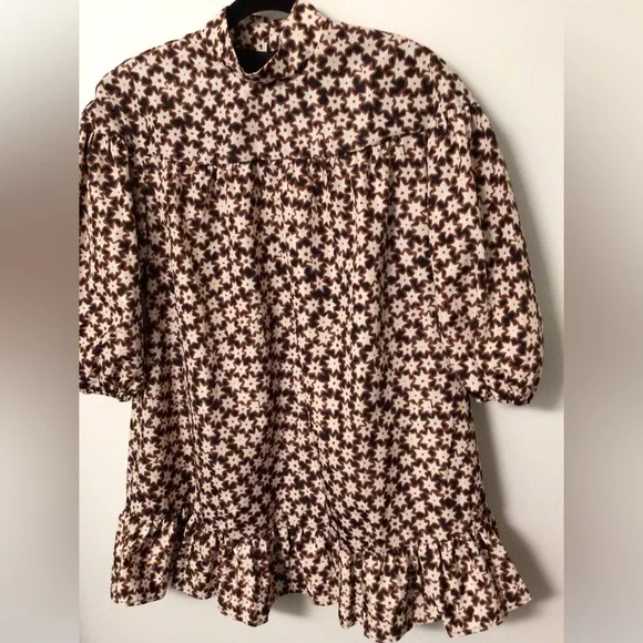 NWT Anthropologie Long-Sleeve Mock Neck Swing Mini Dress - Picture 4 of 8